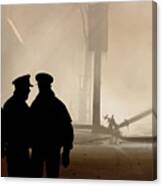 Police Watching Firefighters During Moose Jaw New Years Fire Canvas Print