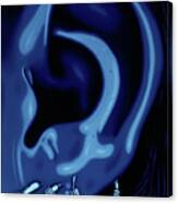 Portrait Of My Ear In Blue Canvas Print