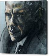 Charcoal Portrait Of President Obama Canvas Print