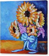 Pot Of Sunflowers Canvas Print