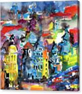 Prague Impressions Modern Watercolor And Ink Canvas Print
