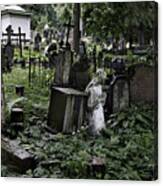 Praying Statue In The Old Cemetery Canvas Print