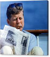 President John Kennedy Smoking A Cigar Canvas Print