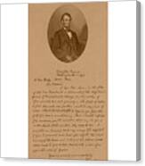 President Lincoln's Letter To Mrs. Bixby Canvas Print