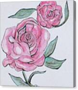 Pretty And Pink Roses Canvas Print