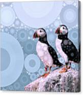 Puffins By The Sea Canvas Print