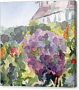 Purple Blossoms Monets Garden Watercolor Paintings Of France Canvas Print