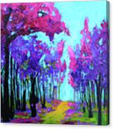 Forest Trees Modern Impressionist, Palette Knife Painting Canvas Print
