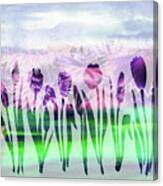 Purple Tulips Watercolor Silhouette Canvas Print