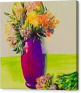 Purple Vase And Florals Canvas Print