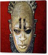 Queen Mother Idia - Ivory Hip Pendant Mask - Nigeria - Edo Peoples - Court Of Benin On Red Velvet Canvas Print