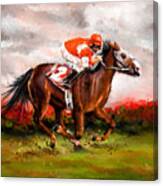 Quest For The Win - Horse Racing Art Canvas Print