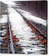 Rail Tracks In Winter Canvas Print