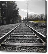 Railroad Tracks Bw Canvas Print