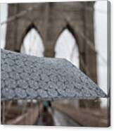 Rainy Day On The Brooklyn Bridge Brooklyn New York Cables Umbrella Canvas Print