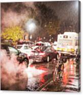 Rainy Night In Boston Ma Steamy Street Canvas Print