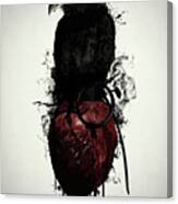 Raven And Heart Grenade Canvas Print
