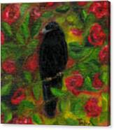 Raven In Roses Canvas Print