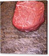 Raw Filet Mignon Steak On Slate Canvas Print