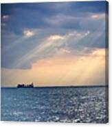 Rays Of Light And A Ship Canvas Print