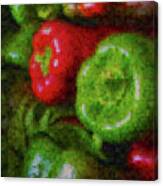 Red And Green Pixeled Peppers Canvas Print