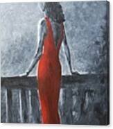 Red Balcony Dress Canvas Print