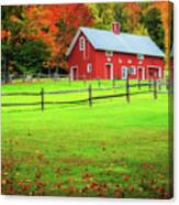 Red Barn In Autumn-woodstock Vt Canvas Print