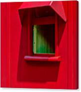 Red Caboose Window In Shade Canvas Print