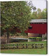 Red Covered Bridge Canvas Print