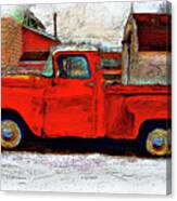 Red Farm Truck Canvas Print