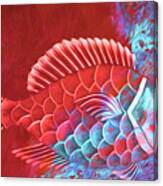 Red Fish Into The Blue Canvas Print
