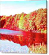 Red Glow Reflecting Trees Canvas Print