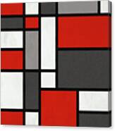 Red Grey Black Mondrian Inspired Canvas Print