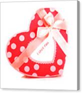 Red Heart-shaped Gift Box Canvas Print