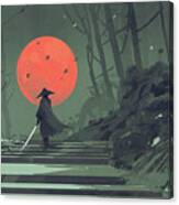 Red Moon Night Canvas Print