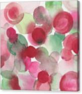 Red Pink Green Abstract Watercolor Canvas Print