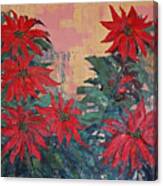 Red Poinsettias By George Wood Canvas Print