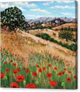 Red Poppies And Wild Rye Canvas Print