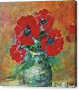 Red Poppies In A Vase Canvas Print
