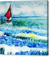 Red Sailboat Canvas Print