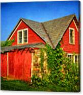 Red Shed In The Sunlight Canvas Print