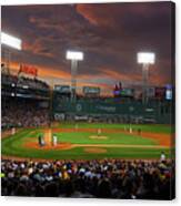 Red Sky Over Fenway Park Canvas Print