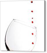 Red Wine Drops Into Wineglass Canvas Print