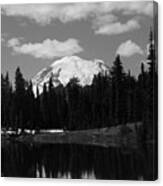 Mt. Rainier Reflection In Black And White Canvas Print