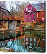 Reflections Of War Eagle Mill And Bridge Canvas Print