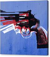 Revolver On Blue Canvas Print