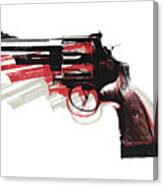 Revolver On White Canvas Print