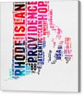 Rhode Island Watercolor Word Cloud Canvas Print