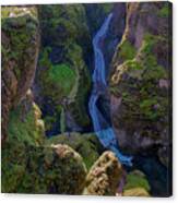 River And Green Canyons In Iceland Canvas Print