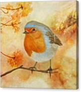 Robin Among Flowers Canvas Print